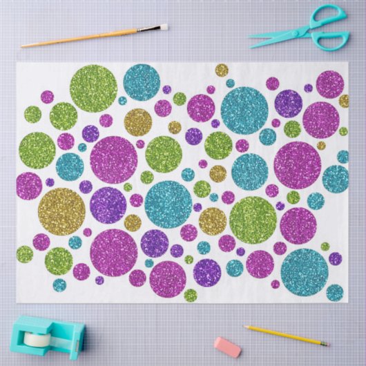 Colorful Glitter Dots 薄葉紙 (クラフト)