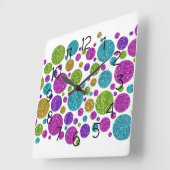 Colorful Glitter Dots Acrylic Wall Clock スクエア壁時計 (傾斜)
