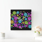 Colorful Glitter Dots Acrylic Wall Clock スクエア壁時計 (ホーム)