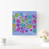 Colorful Glitter Dots Acrylic Wall Clock スクエア壁時計 (ホーム)