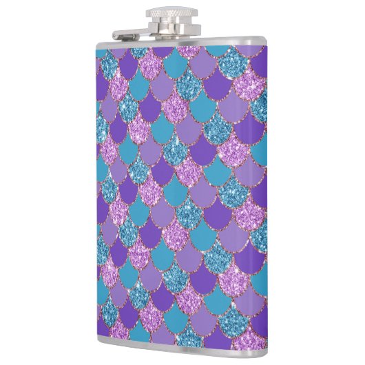 Colorful glittery mermaid scales pattern フラスク (左)