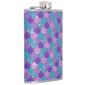 Colorful glittery mermaid scales pattern フラスク (右)