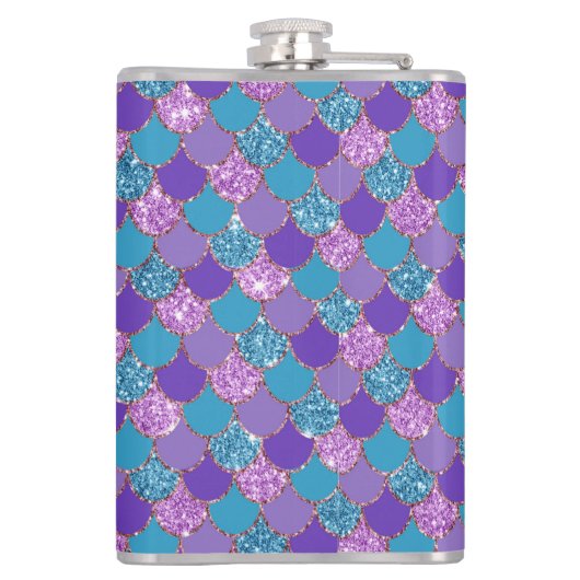 Colorful glittery mermaid scales pattern フラスク (裏面)