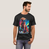 Colorful Golden Retriever Dog Aurora Borealis Tシャツ (正面フル)