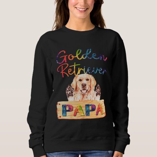 Colorful Golden Retriever Papa  Dog Dad スウェットシャツ (正面)