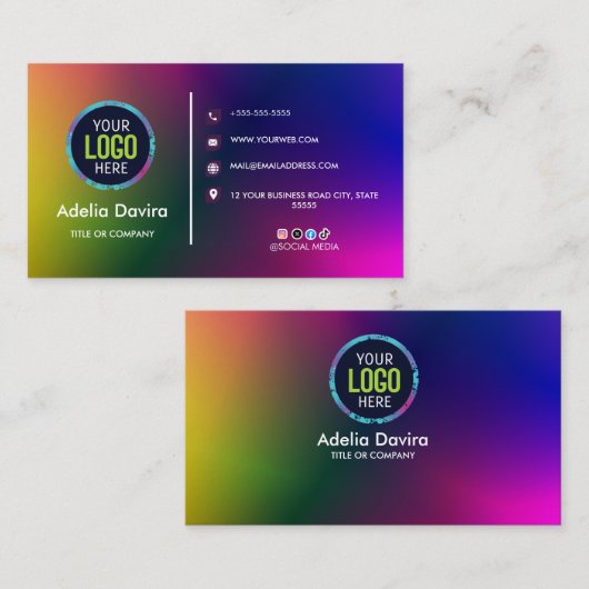Colorful Gradient Business Card Modern Design 名刺 (正面/裏面)