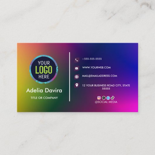 Colorful Gradient Business Card Modern Design 名刺 (正面)