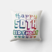 colorful gradient Happy 50th birthday クッション (裏面)