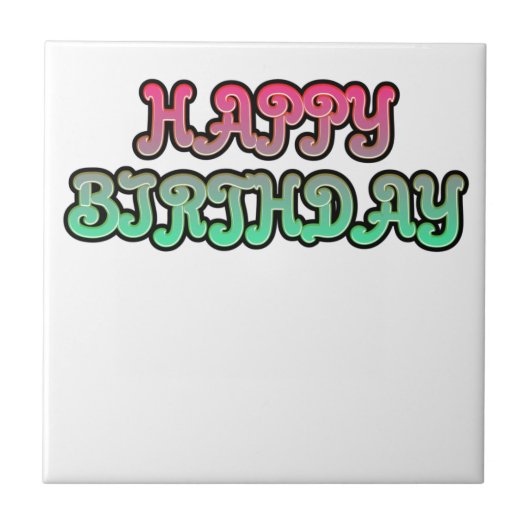 Colorful Gradient Happy Birthday Typography タイル (正面)