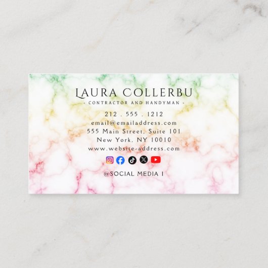 Colorful Gradient Marble Texture  Business Card 名刺 (裏面)