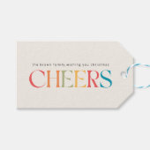 Colorful Gradient Script Christmas Family Name ギフトタグ (正面(横))