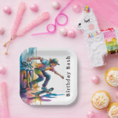 Colorful Graffiti Boy Birthday Bash ペーパープレート (パーティー)