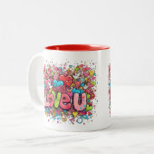 Colorful Graffiti Love U Mug ツートーンマグカップ (正面左)