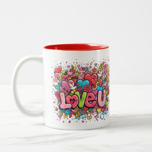 Colorful Graffiti Love U Mug ツートーンマグカップ (左)