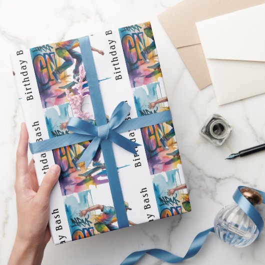 Colorful Graffiti Skateboarder Birthday Bash  ラッピングペーパー (ギフト)