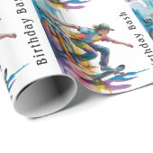 Colorful Graffiti Skateboarder Birthday Bash  ラッピングペーパー (ロールコーナー)