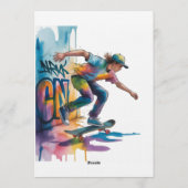 Colorful Graffiti Skateboarder Birthday Bash 招待状 (裏面)