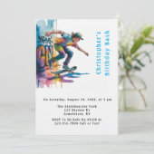 Colorful Graffiti Skateboarder Birthday Bash 招待状 (スタンド正面)