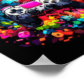 Colorful Graffiti Tie Dye Splash Video Game Contro ポスター (角)
