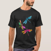 Colorful Graphic Pattern Dragonfly Flying Animal Tシャツ (正面)