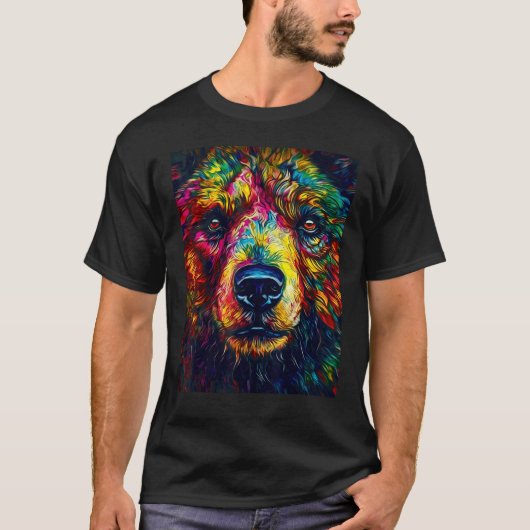 Colorful Grizzly Bear Closeup Tシャツ (正面)
