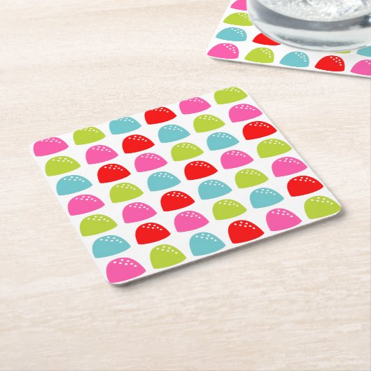 Colorful Gumdrop Pattern – Retro Candy Design スクエアペーパーコースター (アングル)