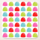 Colorful Gumdrop Pattern – Retro Candy Design スクエアペーパーコースター (正面)