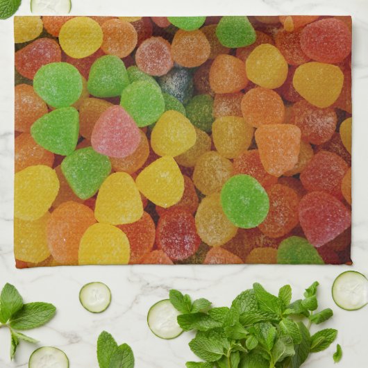 Colorful Gumdrops Candy キッチンタオル (折り畳み)