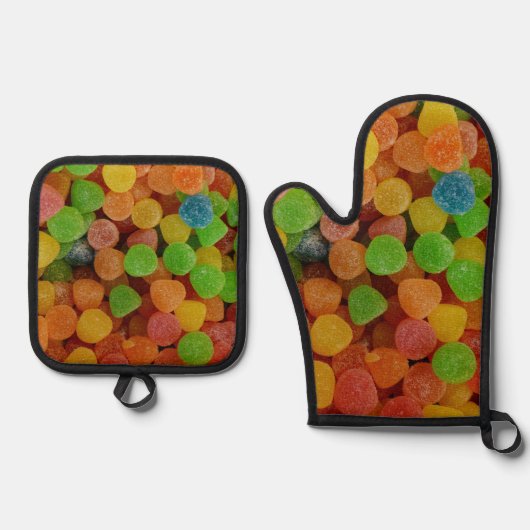 Colorful Gumdrops Candy 鍋つかみ&鍋敷きセット (正面)