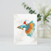 Colorful Guppy Fish Christmas シーズンポストカード (スタンド正面)