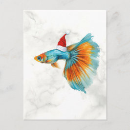 Colorful Guppy Fish Christmas シーズンポストカード