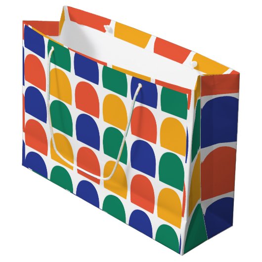 Colorful Half Circle Geometric ラージペーパーバッグ (正面アングル)