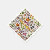 Colorful Halloween Doodles Objects Pattern スタンダードカクテルナプキン (角)