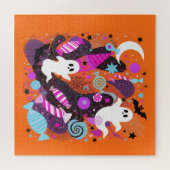 Colorful Halloween Ghosts and Candy ジグソーパズル (横)