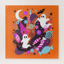 Colorful Halloween Ghosts and Candy ジグソーパズル