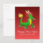 Colorful Hand Drawn Chinese Dragon シーズンポストカード (正面/裏面)