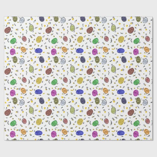 Colorful Hand Drawn Easter Eggs ラッピングペーパー (フラット)