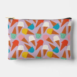 Colorful Hand-Drawn Ice Cream Cone Pattern  アクセサリーポーチ