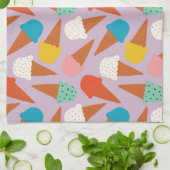 Colorful Hand-Drawn Ice Cream Cone Pattern  キッチンタオル (折り畳み)