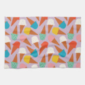 Colorful Hand-Drawn Ice Cream Cone Pattern  キッチンタオル (横)