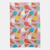 Colorful Hand-Drawn Ice Cream Cone Pattern  キッチンタオル (縦)