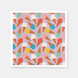 Colorful Hand-Drawn Ice Cream Cone Pattern  スタンダードカクテルナプキン