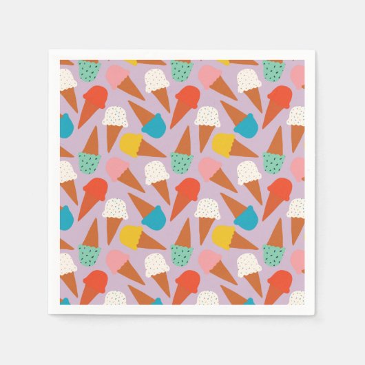 Colorful Hand-Drawn Ice Cream Cone Pattern  スタンダードカクテルナプキン (正面)