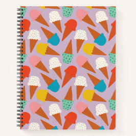 Colorful Hand-Drawn Ice Cream Cone Pattern  ノートブック