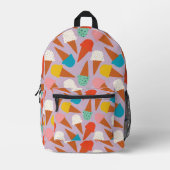 Colorful Hand-Drawn Ice Cream Cone Pattern  プリントバックパック (正面)