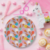 Colorful Hand-Drawn Ice Cream Cone Pattern  ペーパープレート (パーティー)