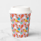 Colorful Hand-Drawn Ice Cream Cone Pattern  紙コップ (左)