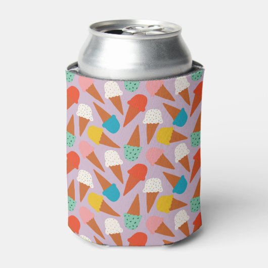 Colorful Hand-Drawn Ice Cream Cone Pattern  缶クーラー (缶正面)