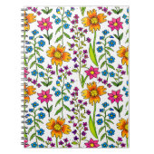 Colorful Hand-Drawn Wildflower Pattern  ノートブック (正面)