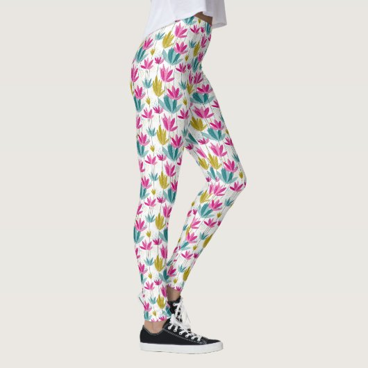 Colorful Hand-Painted Leaf Print Leggings レギンス (右)